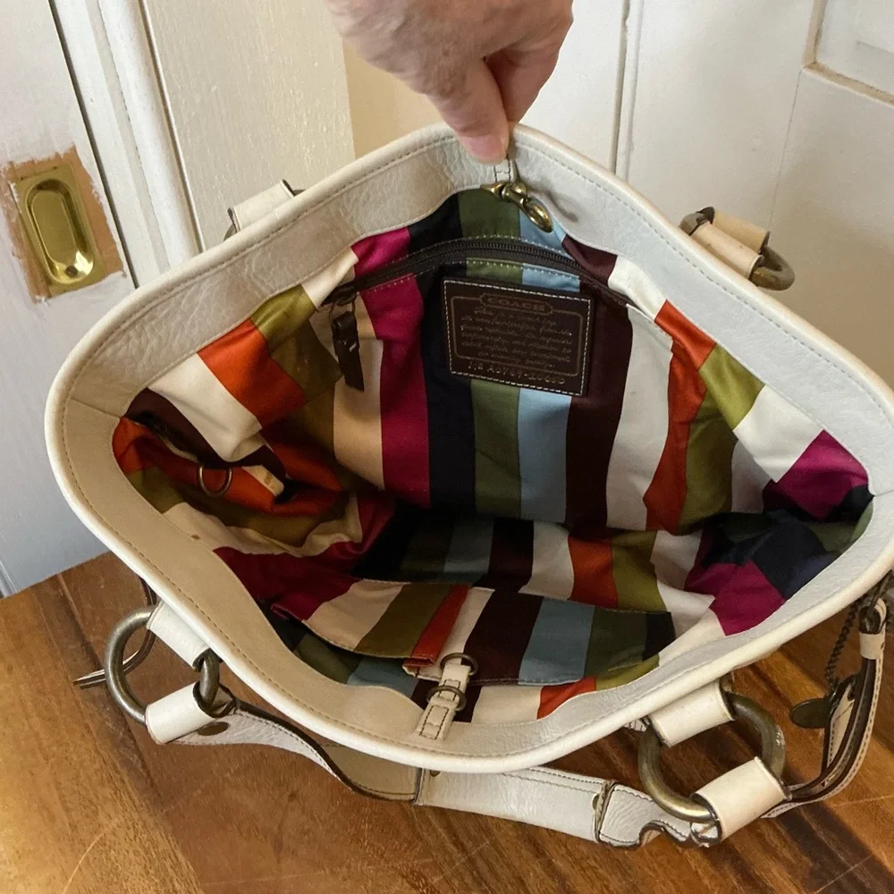 Coach Cream Leather Tote Bag - Picture 7 of 8